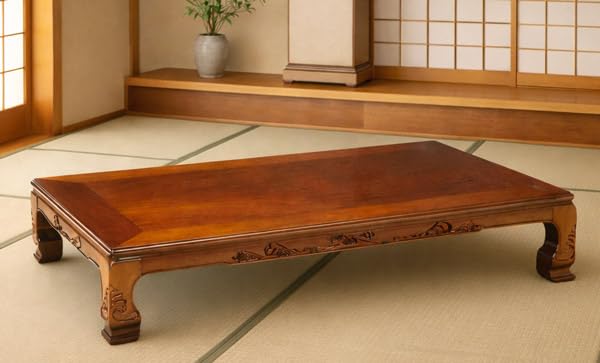 送料込み★松田家具　座卓　角型　150センチ　和室　昭和レトロ　木製 Amazon｜ローテーブル/座卓/座敷机 純和風座卓 150巾長方形 日和佐150